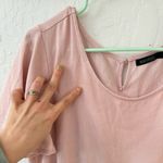 MikaRose  Pink Tiered Short Sleeve Button Back Keyhole Dress Size L Photo 4