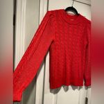 Crown & Ivy NWT Size SP Red Cable knit Puff Sleeve Pullover Crew Neck Seeater Photo 2