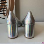 Zac Posen  Silver Holographic Pointed‎ Toe Slip On Block Heel Leather Pumps 8.5 Photo 4