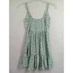 Zaful  Tank Sz 4 Small Green Floral‎ Ruffled Pleated Button Adjustable Straps Photo 5