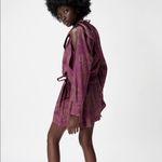 ZARA  LIMITED EDITION PRINTED MINI DRESS 100% cotton Burgundy Size M NEW Photo 7