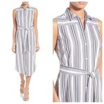 Foxcroft Stripe Non-Iron Cotton Sleeveless Maxi Shirtdress 6 EUC Photo 1