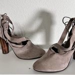 Free People Nouvelle Wrap Suede Heels Grey Crisscross Cylindrical Heel Size 41 Photo 4