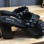 MIA  Maine Womens 8 Black Leather Double Braided Slip-On Block Heel Dress Sandals Photo 1