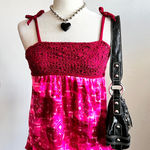 Justice  Womens‎ Pink Crochet Babydoll Top Size XS Y2K 2000s Soft Girl Photo 0
