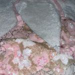 NWOT Embellished Floral Lace Sequin Halter Top in Pink Size L Photo 2