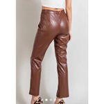 Wildfox NWOT Princess Seams Faux Leather High Waist Split Hem Pants Brown Large Photo 1