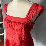 Anthropologie Anthro Floreat Top Sz 8 Orange Brown Square Neck Pleated Cottagecore Embroidered Photo 5