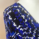 Adelyn Rae Faux Wrap Print Shirt Dress Size M Blue Black Open T Back Photo 6