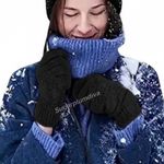 Unisex Thermal Warm‎ Thick Plush Lined Touchscreen Black Gloves NEW Winter OS Photo 2