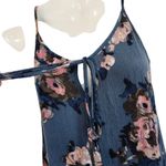 Audrey 3+1  Sleeveless Wide Leg Cropped Jumpsuit Tie Front Floral Blue Size Small Photo 8