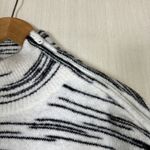 Talbots T by  Womens Sweater Sz M White Black Side Zip Mock Neck Long Sleeve Photo 5