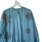 Free People  Mari Stylish Blue Button-Up floral boho shirt dress S Photo 5