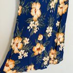 Paradise Found Floral Hawaiian Dress W/Cap Sleeves Hibiscus Garden Navy Dress Photo 5