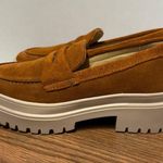 Portland Leather Patina Zoe Caramel Suede Penny Loafer Platform Lug Heel Shoe Size 5.5 Photo 0