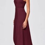 Azazie  Burgundy One Shoulder A-Line Bridesmaid Dress Women's Size C Photo 0