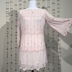Light Pink Backless Bell Sleeve Boho Wedding Guest Dress (uma and leopold) Photo 3