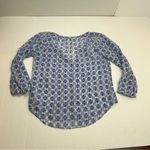 Roller Rabbit Roller Rabbit Blue White Floral Geometric Pattern 100% Cotton Top Small *FLAW Photo 11