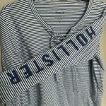 Hollister Navy And White Stripe Longsleeve With Flower Photo 3