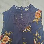 Umgee ‎ Sleeveless Floral Navy Blue Lace Crochet Collar Boho Dress Women's S Photo 2