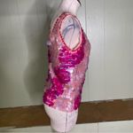 Vintage Paillette Sequined Beaded Wool Top 60s 70s funky groovy‎ disco mod retro Pink Size M Photo 3