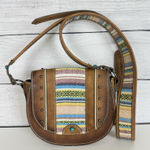 Tony Lama  Woven Accent Colorful SaddleBag‎ Leather Southwestern Crossbody Purse Photo 0