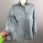 Free People New Embroidered Bandana Bandit Chambray Button Down Shirt Size XS Photo 3
