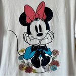 Disney  | Minnie Mouse Embroidered Floral Detail T-shirt Sz L Photo 1