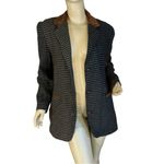 The Limited VINTAGE 1990'S  BROWN & BLUE WOOL BLEND HOUNDSTOOTH BLAZER (S) Photo 5