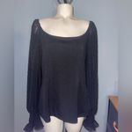 Natacata Chic Black Blouse with long Sheer Sleeves top dressy shirt NWT Size XL Photo 1