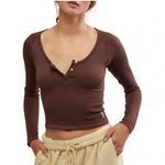 NWT Free People Movement Bail Out Long Sleeve Layer Crop Top Cocoa Brown XS/S Size undefined Photo 0