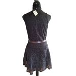 Arden B . Black High Neck Lace Mini Dress with Satin Waist Tie – Size M – NWT Photo 3