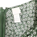 H&M  Green White Floral Puff Sleeve Sweetheart Neckline Midi Slit Dress Small Photo 4