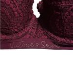 Victoria's Secret  T-Shirt Lightly Lined Demi Bra Size 36 D Maroon Lace Sparkle Photo 2