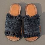 Loewe  Black Fringe Raffia Slide Sandals Size 38 / US 8 Photo 0