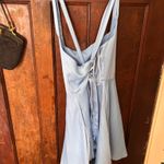 Lulus  Admirably Chic Light Blue Satin Lace-Up Mini Dress with Pockets Photo 6