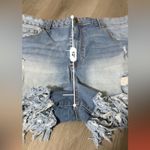 No Boundaries  Light Wash High Rise Raw Fringe Hem‎ Distressed Short Shorts Sz 17 Photo 6