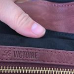 La Victoire Burgundy Leather & Fabric Purse with Chain Strap Red Photo 7
