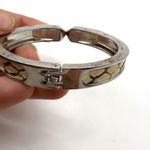 Stella & Dot  Emerson‎ Clamper Bangle Bracelet Snakeskin Silver Tone Statement Photo 4