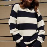 Brandy Melville John Galt Navy & Cream Striped Brianna Sweater Photo 0