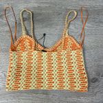 ZARA  Orange Bandeau Cropped Sweater Tank Top Size Medium Knit Crochet Photo 2
