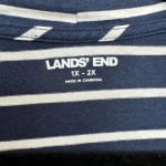 Lands' End Lands’ End Cotton Above Knee Length Robe Deep Sea Navy Stripe Plus Size 1X - 2X Photo 11