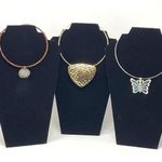 3 Boho Choker Necklaces ~ Silver Butterfly ~ Gold ~ Wooden Beads Stone Charm Photo 0