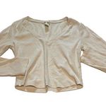 Bozzolo  White Cropped Tight Fitting Long Sleeve V Neck Y2K Photo 0