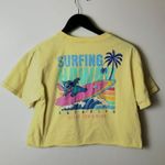 Disney Surfing Hawaii T Shirt Womens Yellow Medium Stitch Character Raw Hem M Photo 11