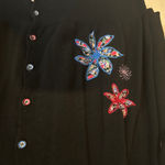Joe Browns 22/24 Black Embroidered Floral Button Front Long Sleeve Cardigan Size 22W Photo 6