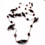 Brown and blue lampwork beads and square beads on a long chic necklace Photo 3