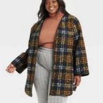 Ava & Viv  Plus Size Plaid Teddy Open Front Cardigan Overcoat Size 1X Photo 0