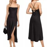 ASTR  The Label Black Strappy Cowl Neck Midi Dress NWT Photo 1