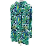Soft Surroundings  Green Tropical Leaf Linen Blend Jordan Button Up Shirt sz 3X Photo 1